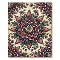 Vintage Mauve Chrysanthemum Floral Medallion Rug