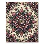 Vintage Mauve Chrysanthemum Floral Medallion Rug