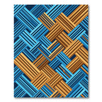 Geometric Blue and Gold Interwoven Lines Rug