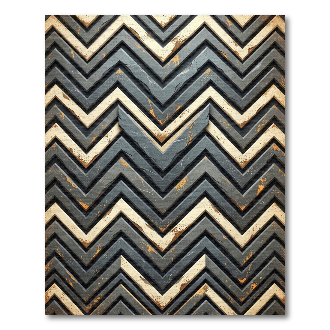 Textured Gray Chevron Accent Rug