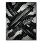 Dramatic Black and White Brushstroke Rug