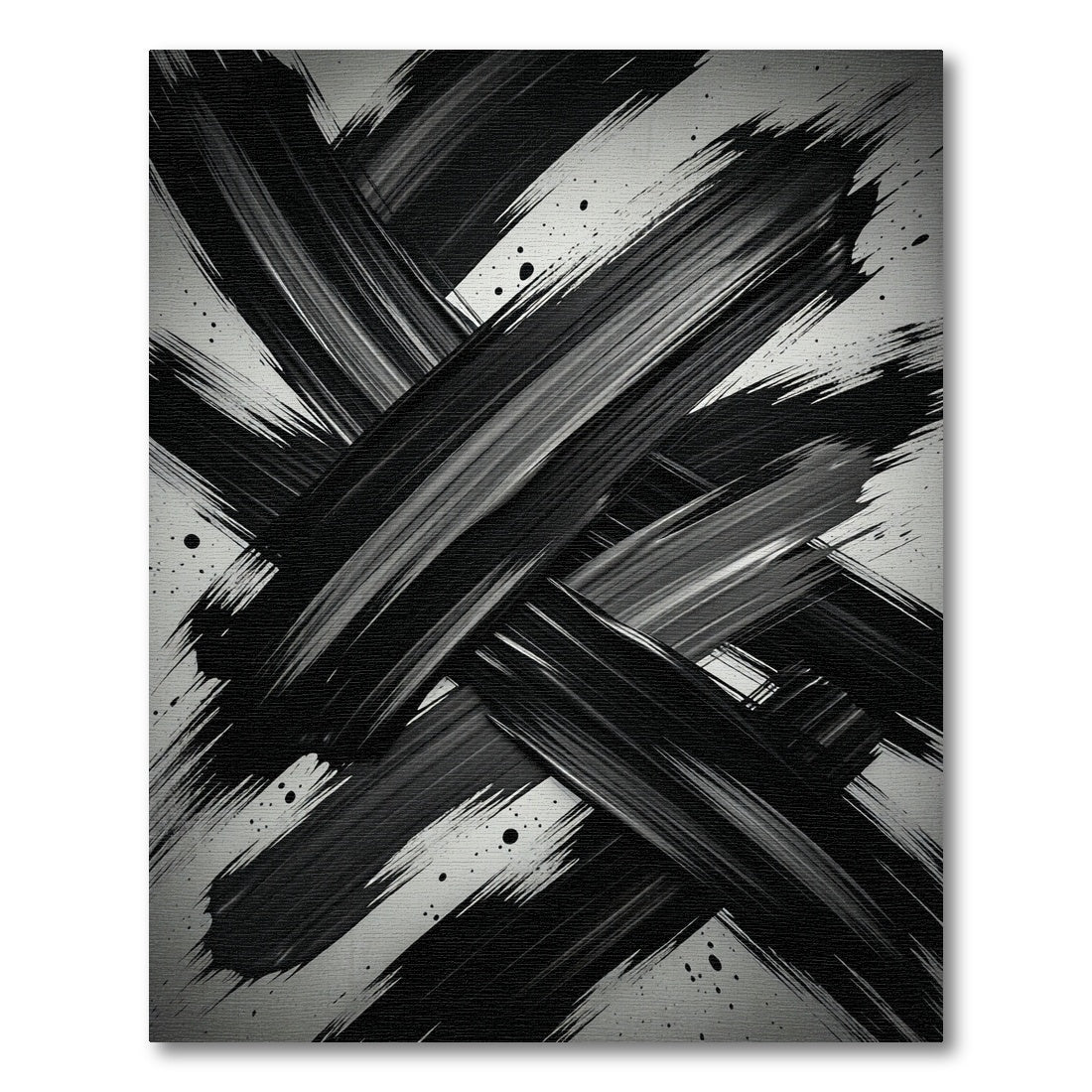 Dramatic Black and White Brushstroke Rug