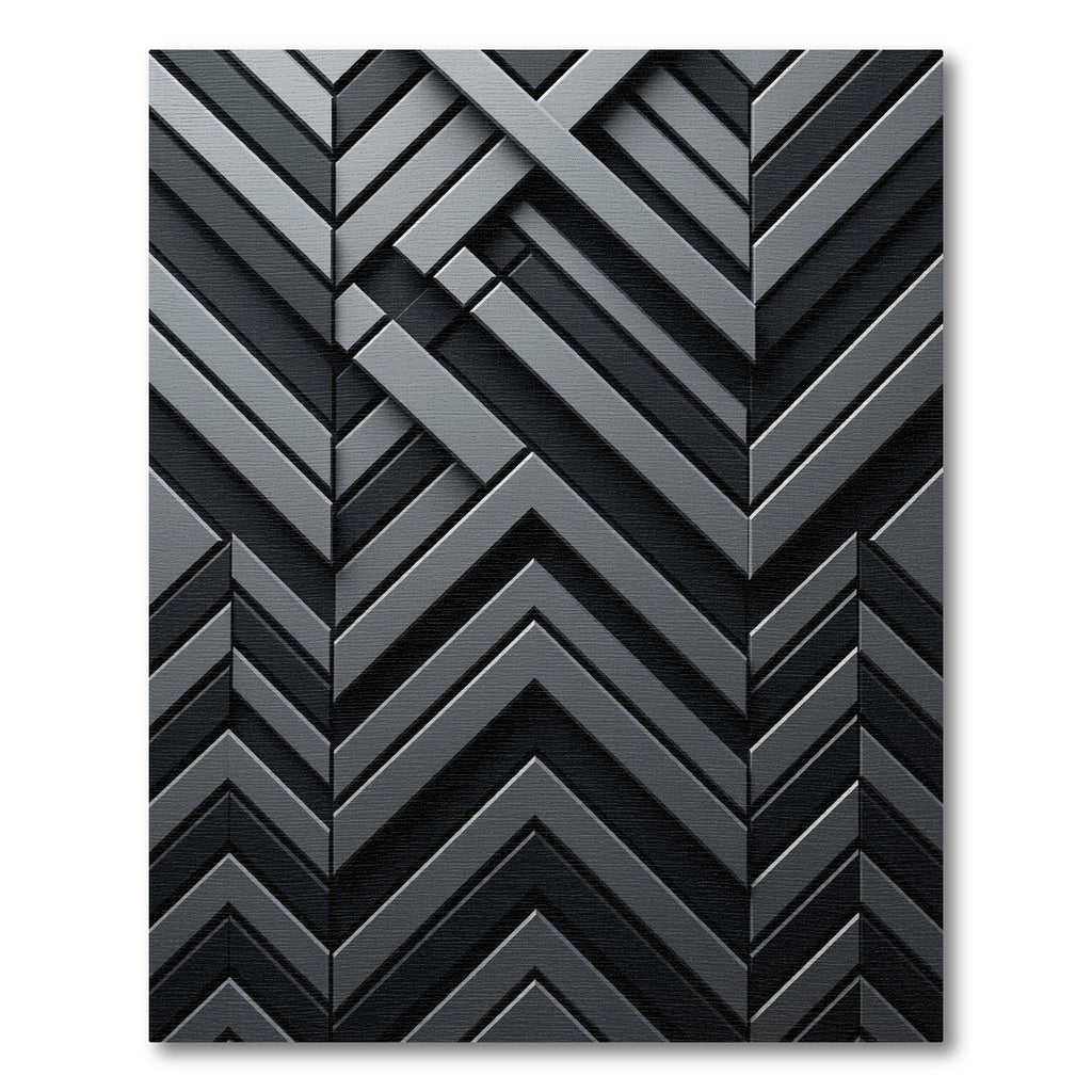 Monochrome Geometric Angular Chevron Shadow Rug