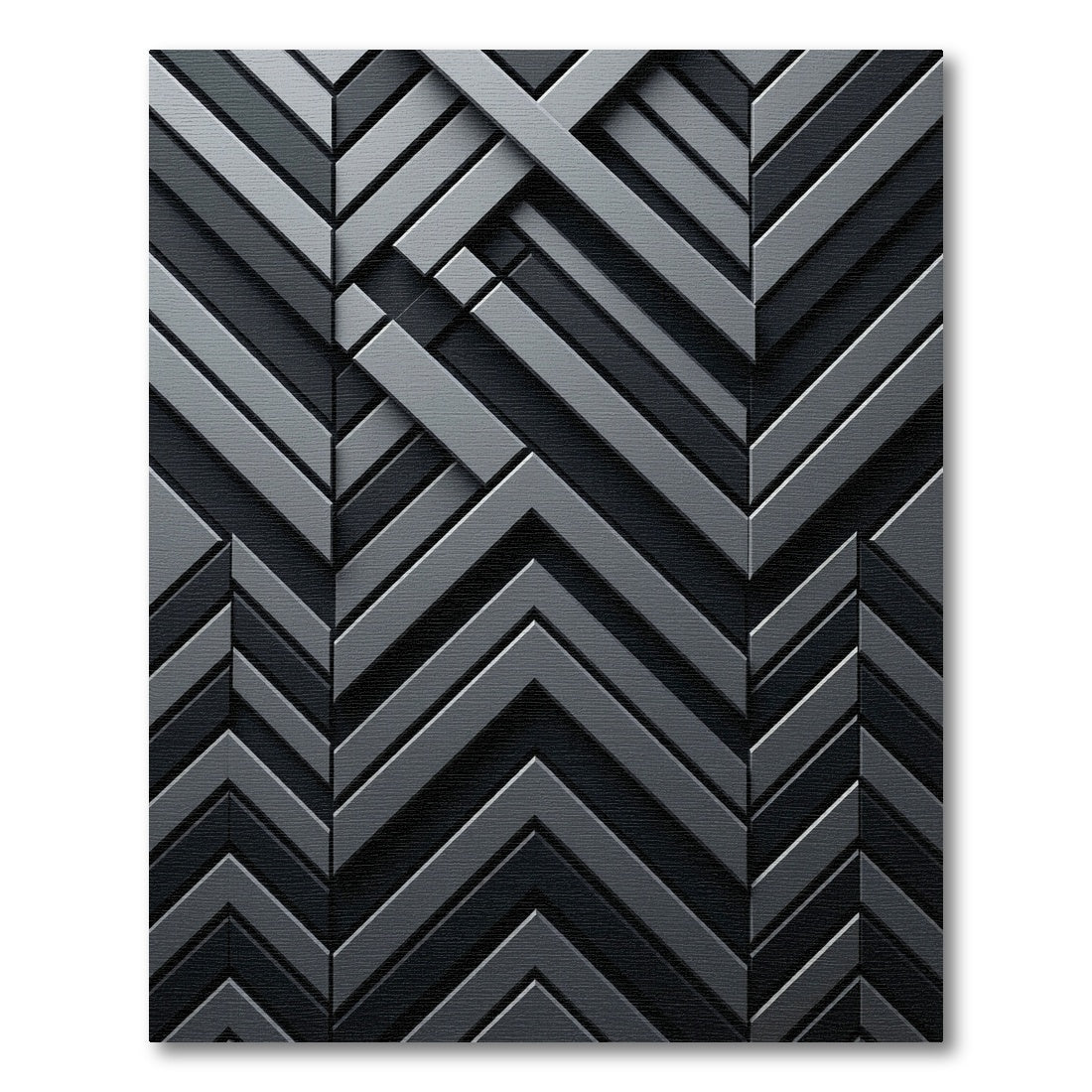 Monochrome Geometric Angular Chevron Shadow Rug