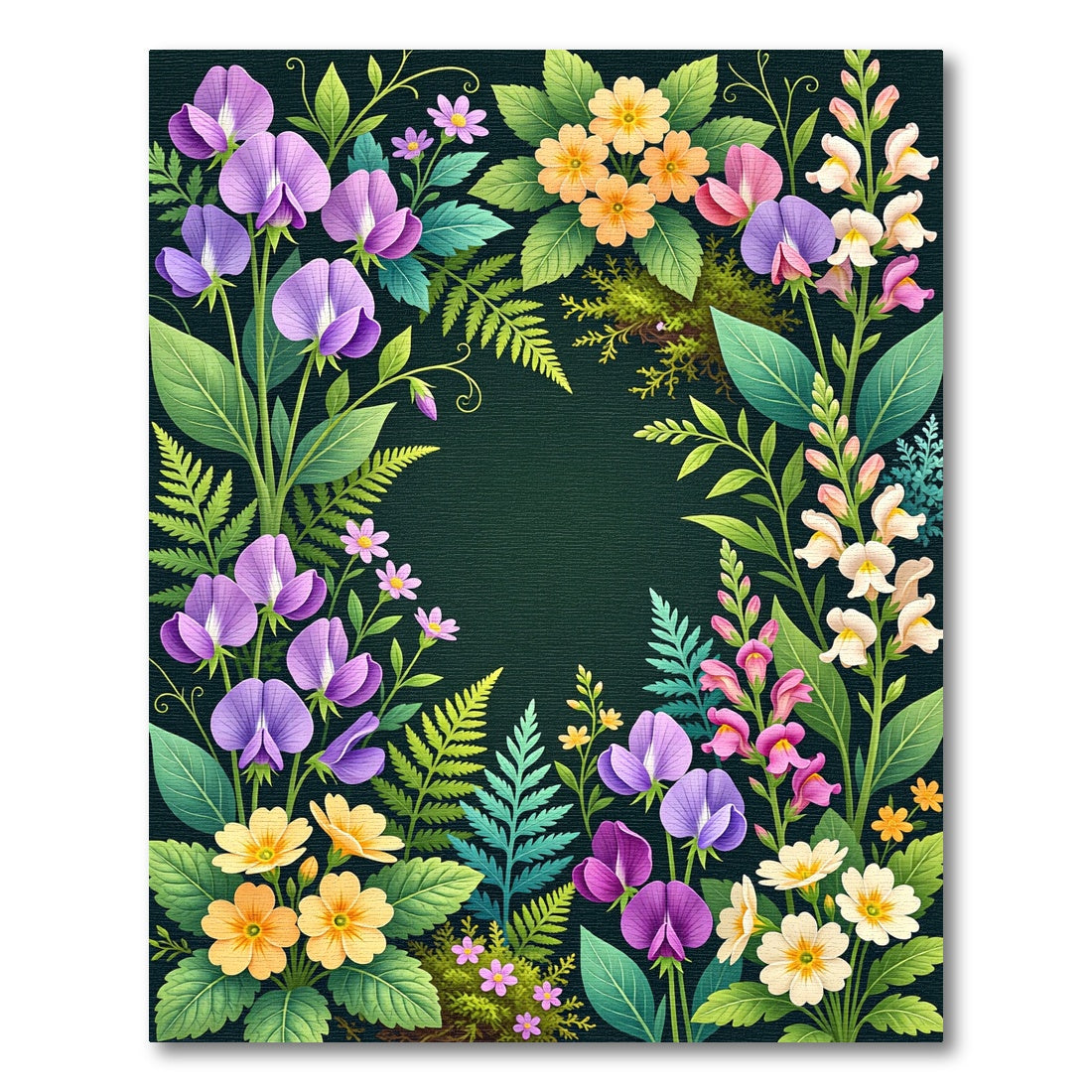 Vibrant Purple Yellow Floral Garland Rug