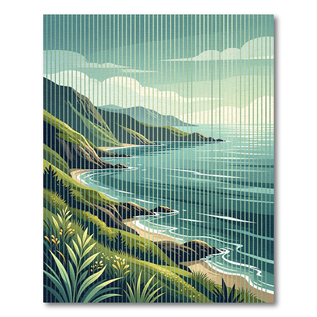 Coastal Cliffside Landscape Serene View Rug