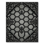Intricate Gray Floral Hexagonal Lattice Rug