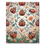 Whimsical Ladybug Garden Illustration Rug