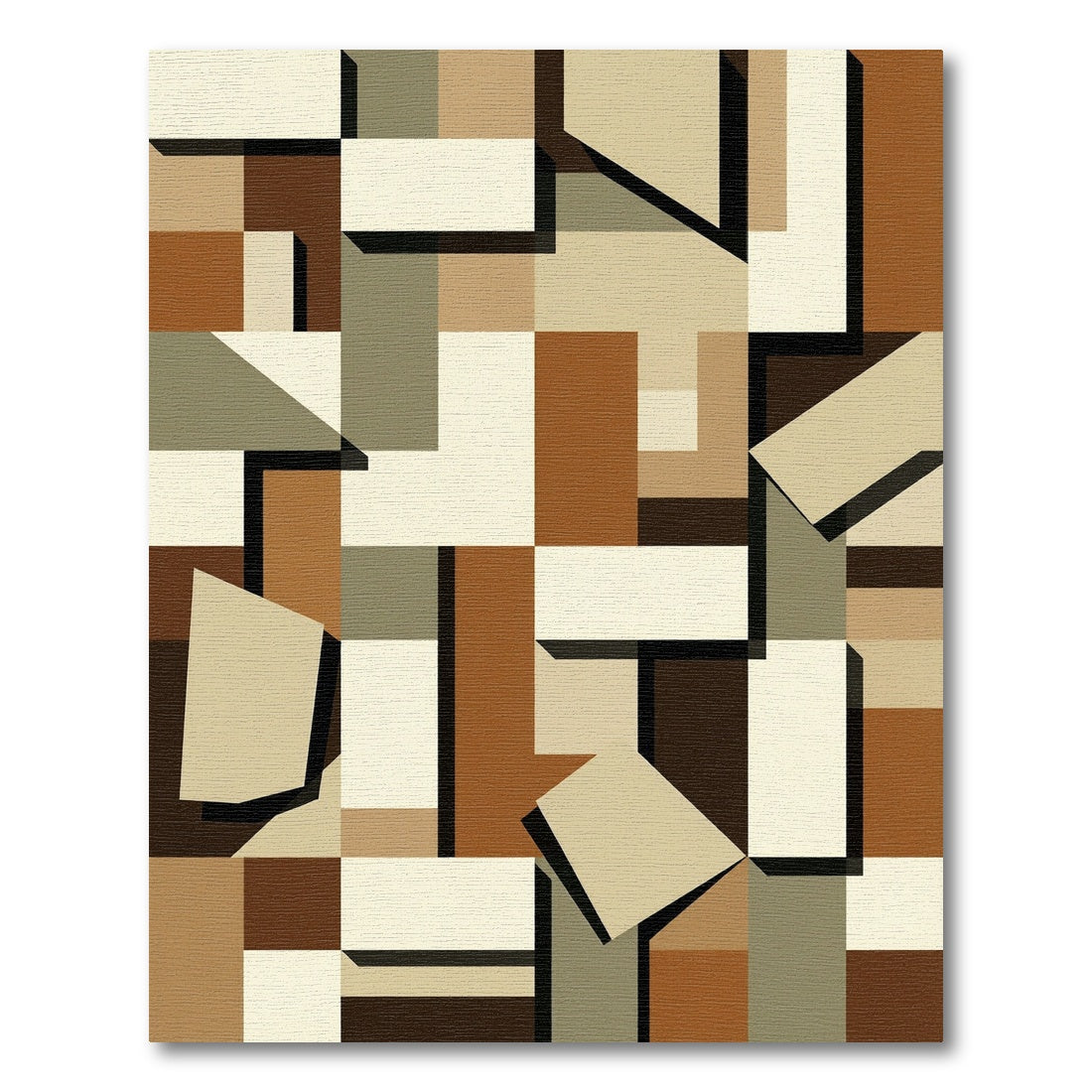 Earthy Tones Geometric Blocks Rug