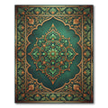 Emerald Golden Floral Ornate Medallion Rug