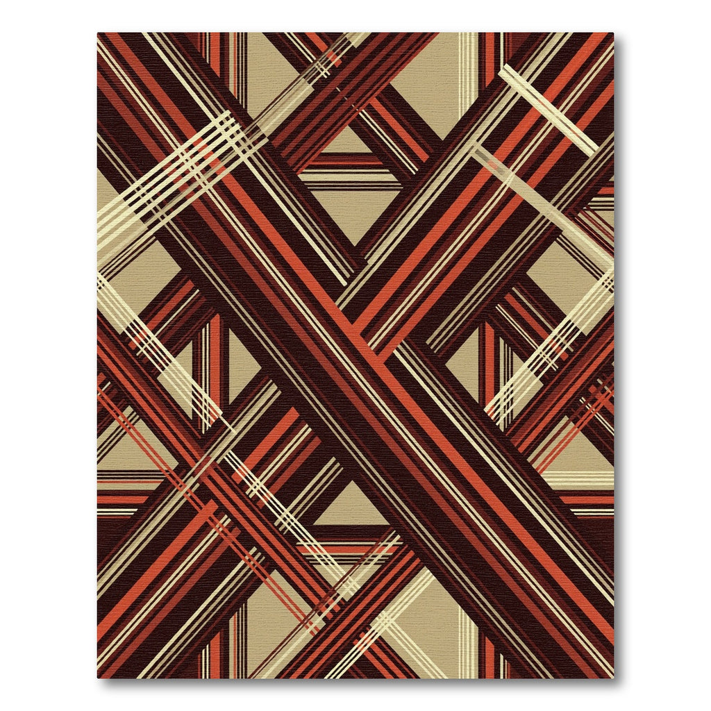 Warm Red Brown Intersecting Stripes Rug