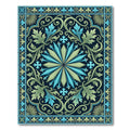Deep Blue Green Floral Medallion Rug
