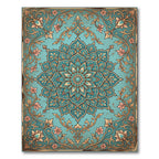Teal Floral Medallion Ornate Scrollwork Rug