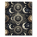 Celestial Sun Moon Constellation Black Gold Rug