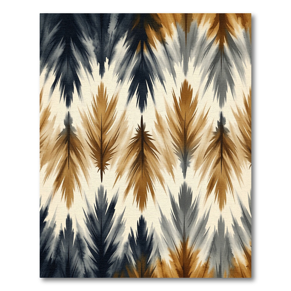 Abstract Ochre and Charcoal Feather Texture Rug