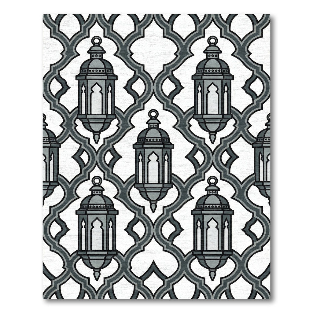 Gray Lantern Trellis Repeating Rug