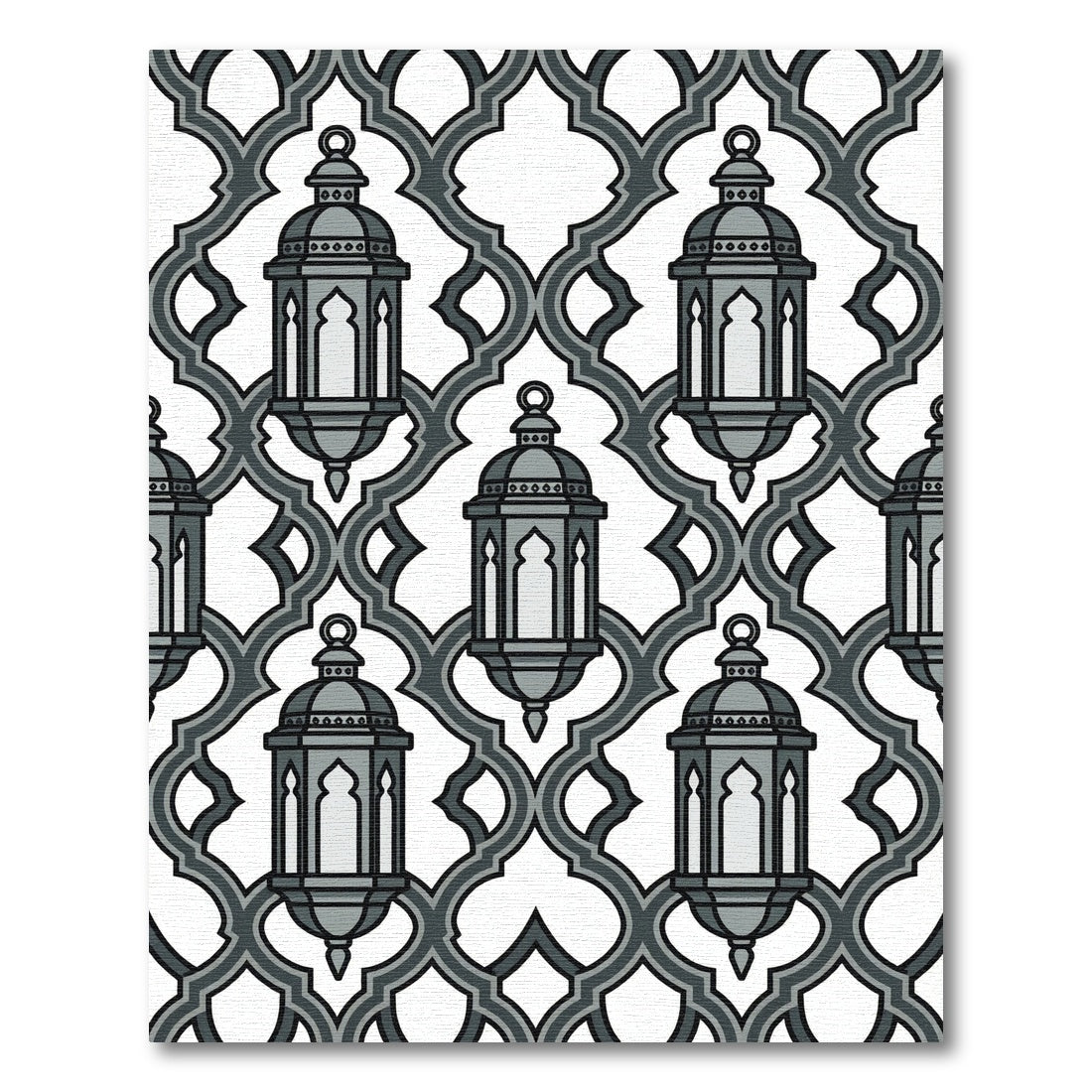 Gray Lantern Trellis Repeating Rug