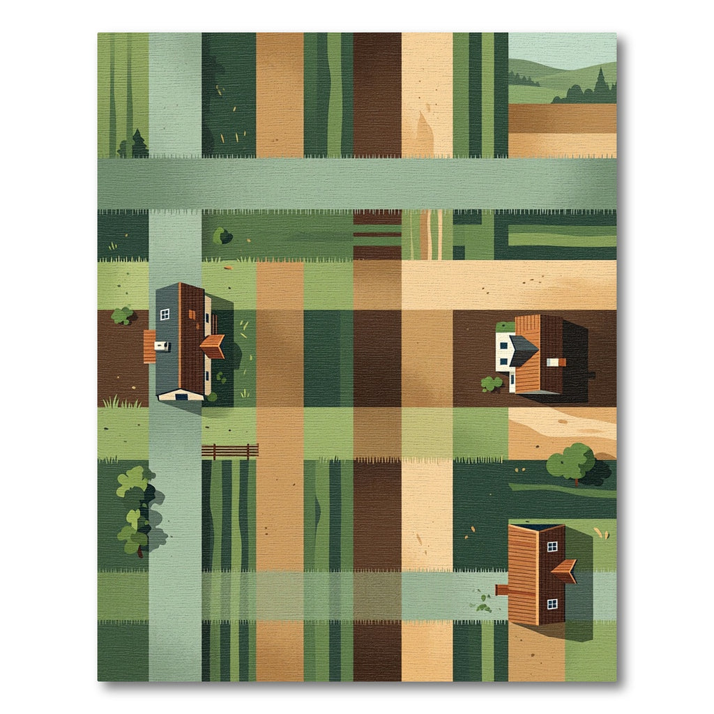 Earthy Tones Farmhouse Aerial Grid Rug