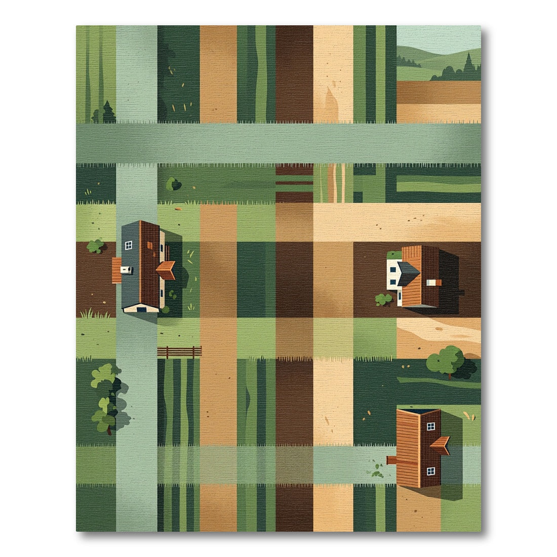 Earthy Tones Farmhouse Aerial Grid Rug