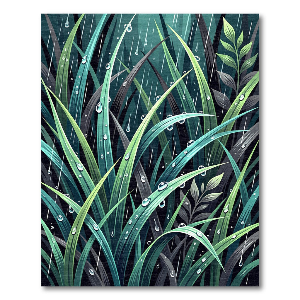 Lush Green Tropical Rain Foliage Rug