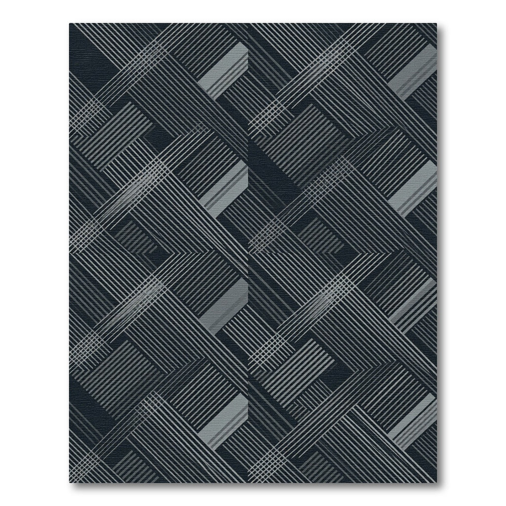 Modern Charcoal Gray Intersecting Linear Rug