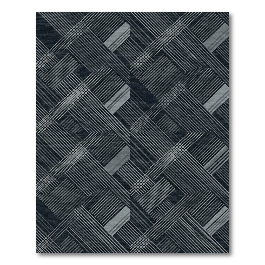 Modern Charcoal Gray Intersecting Linear Rug