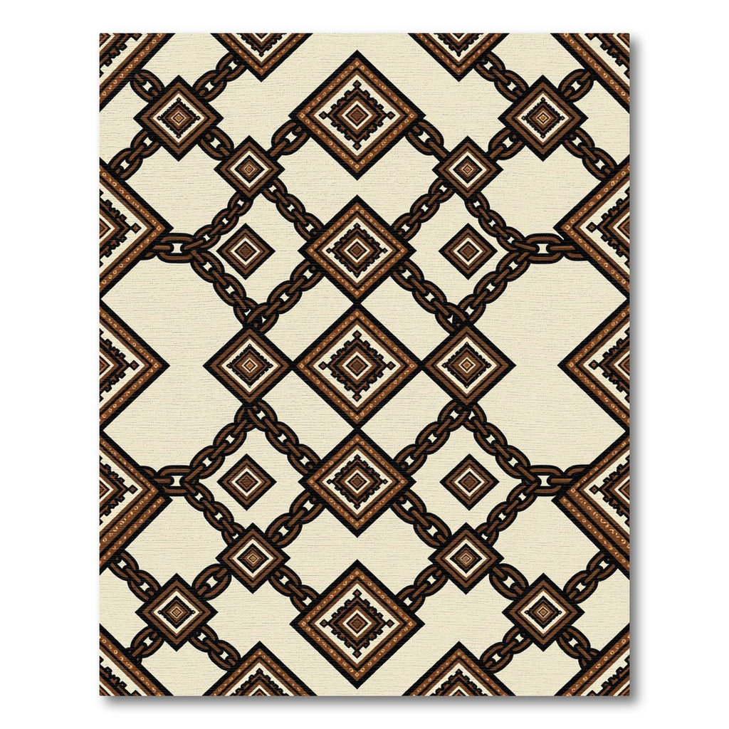 Brown Chain Geometric Diamond Rug