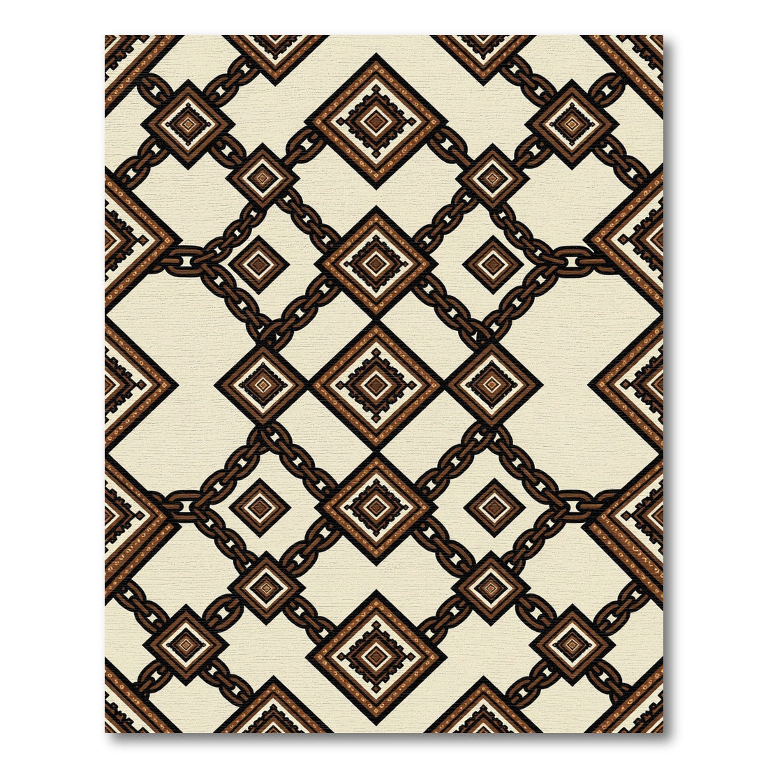 Brown Chain Geometric Diamond Rug