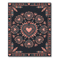 Boho Heart Medallion Feather Illustration Rug