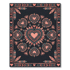 Boho Heart Medallion Feather Illustration Rug