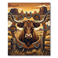 Rustic Western Bull Horseshoe Rope Landscape Rug
