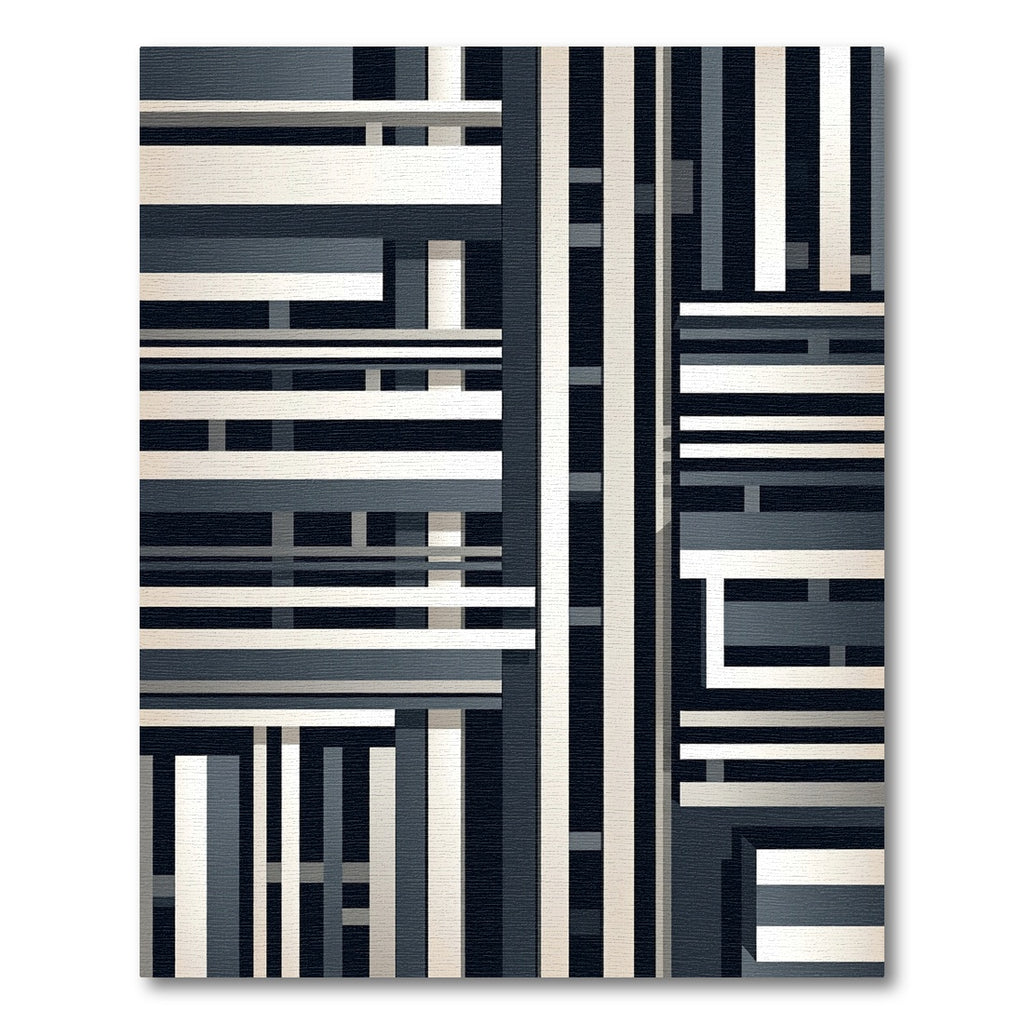 Modern Gray Stripe Composition Rug