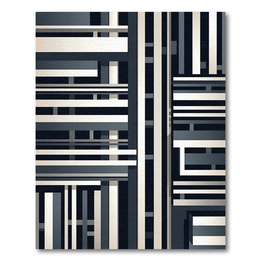 Modern Gray Stripe Composition Rug