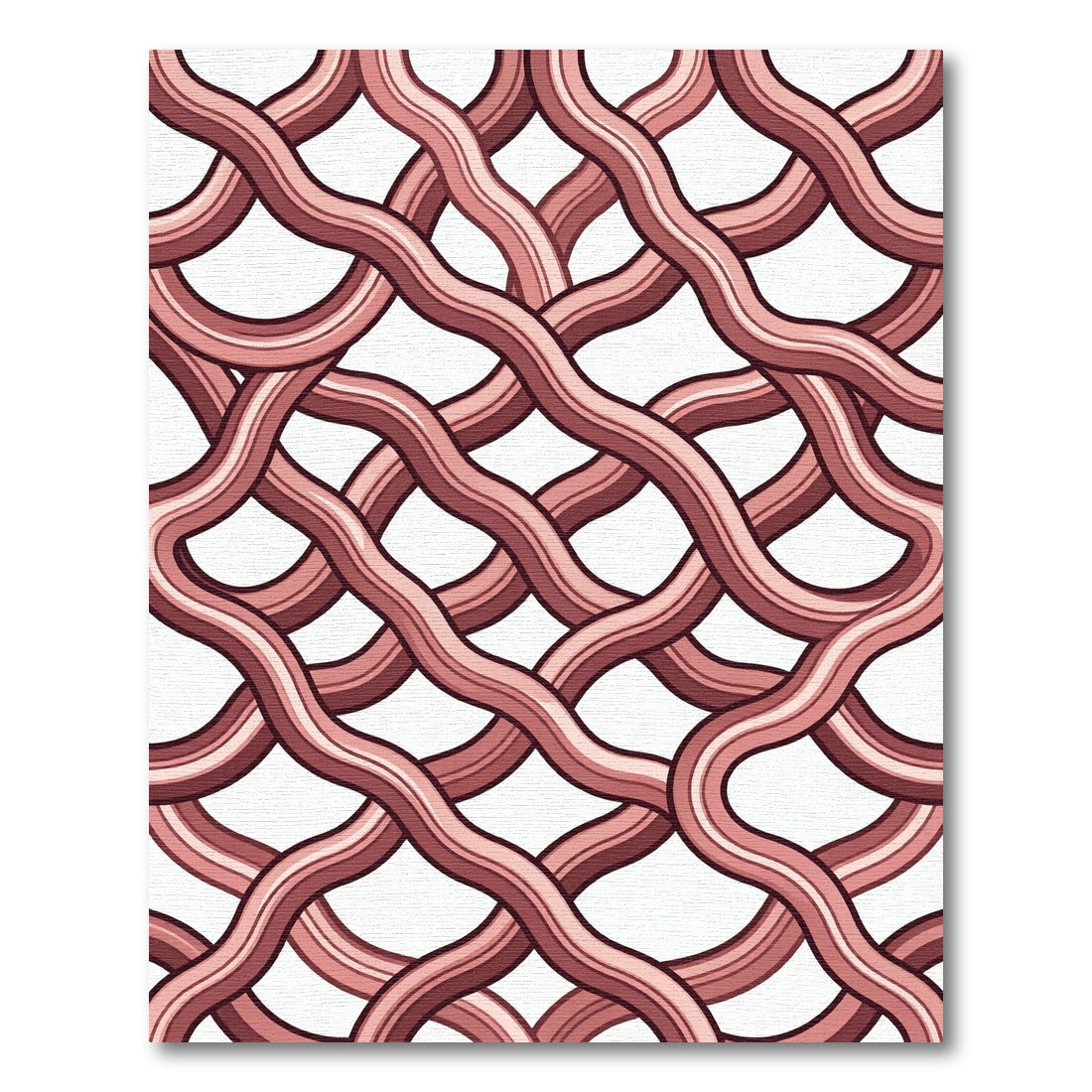 Woven Blush Pink Interlocking Wavy Lines Rug