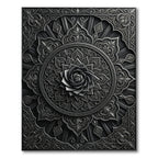 Ethereal Black Rose Mandala Rug
