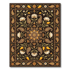 Earthy Gold Floral Paisley Medallion Rug