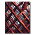 Modern Crimson Geometric Steel Lattice Rug