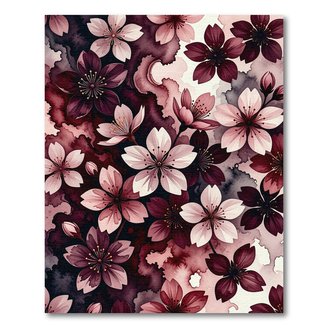Deep Plum Blossom Watercolor Background Rug