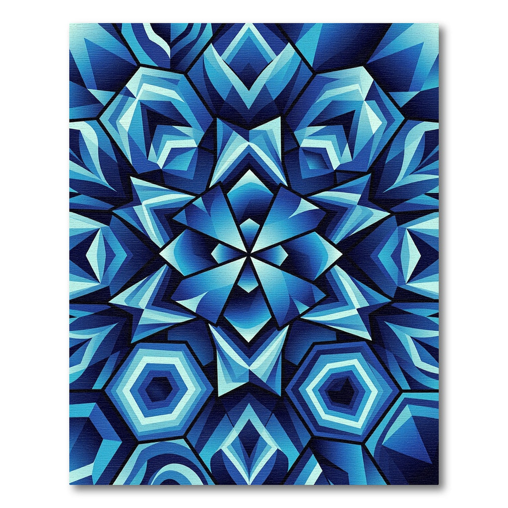Deep Blue Geometric Faceted Shards Rug
