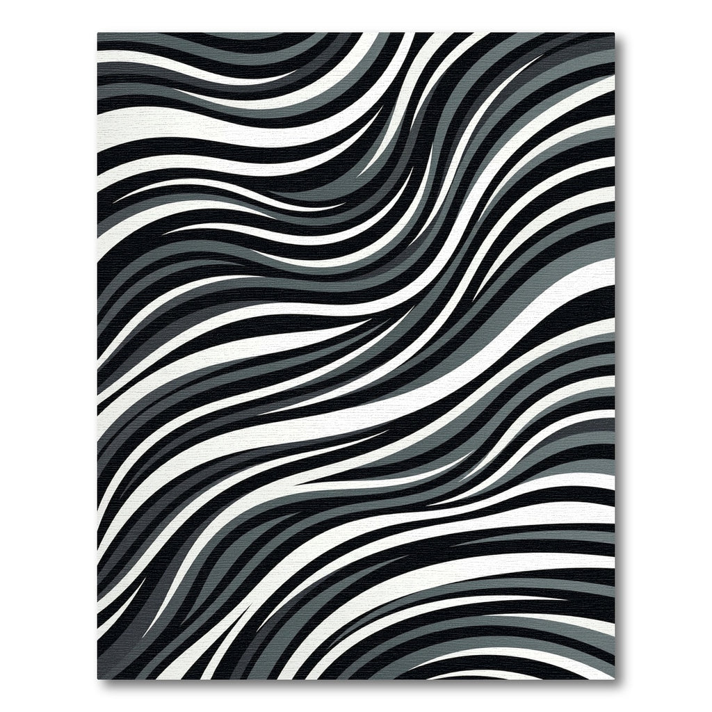 Monochrome Wavy Stripes Gradient Rug