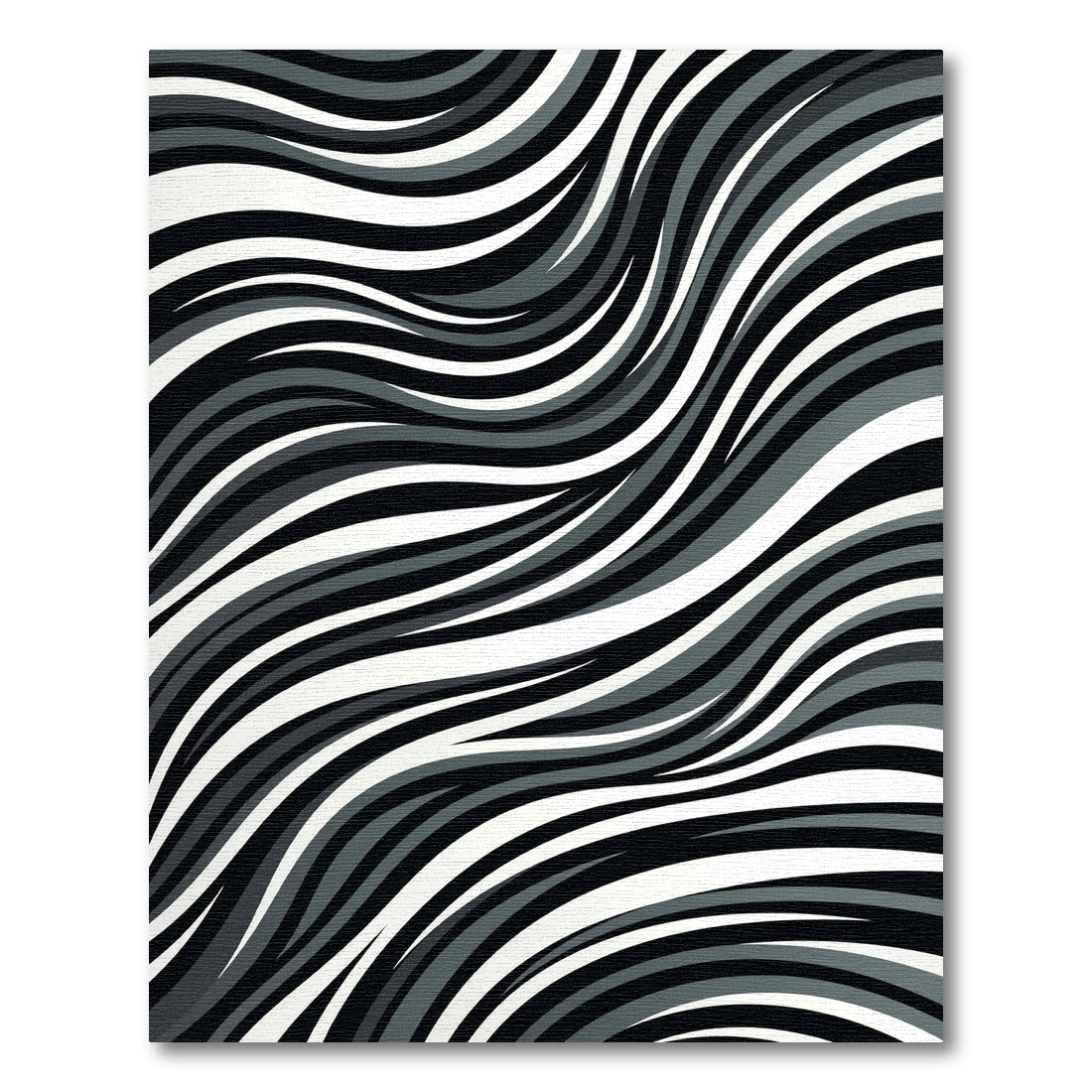 Monochrome Wavy Stripes Gradient Rug