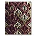 Intricate Crimson Gold Lattice Scroll Rug
