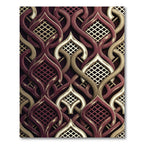 Intricate Crimson Gold Lattice Scroll Rug
