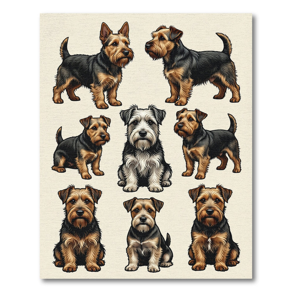 Charming Terrier Dog Illustration Set Rug