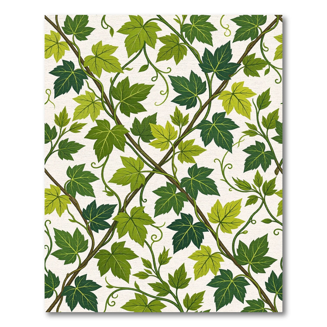 Lush Green Botanical Vine Trellis Rug