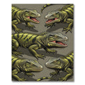 Vibrant Green Iguana Reptile Illustration Rug