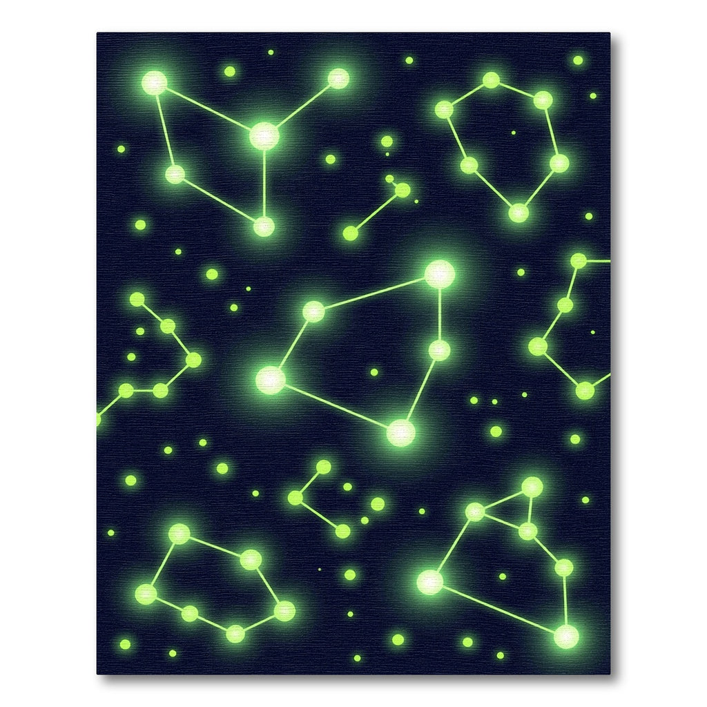 Neon Green Star Constellation Night Rug