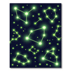Neon Green Star Constellation Night Rug