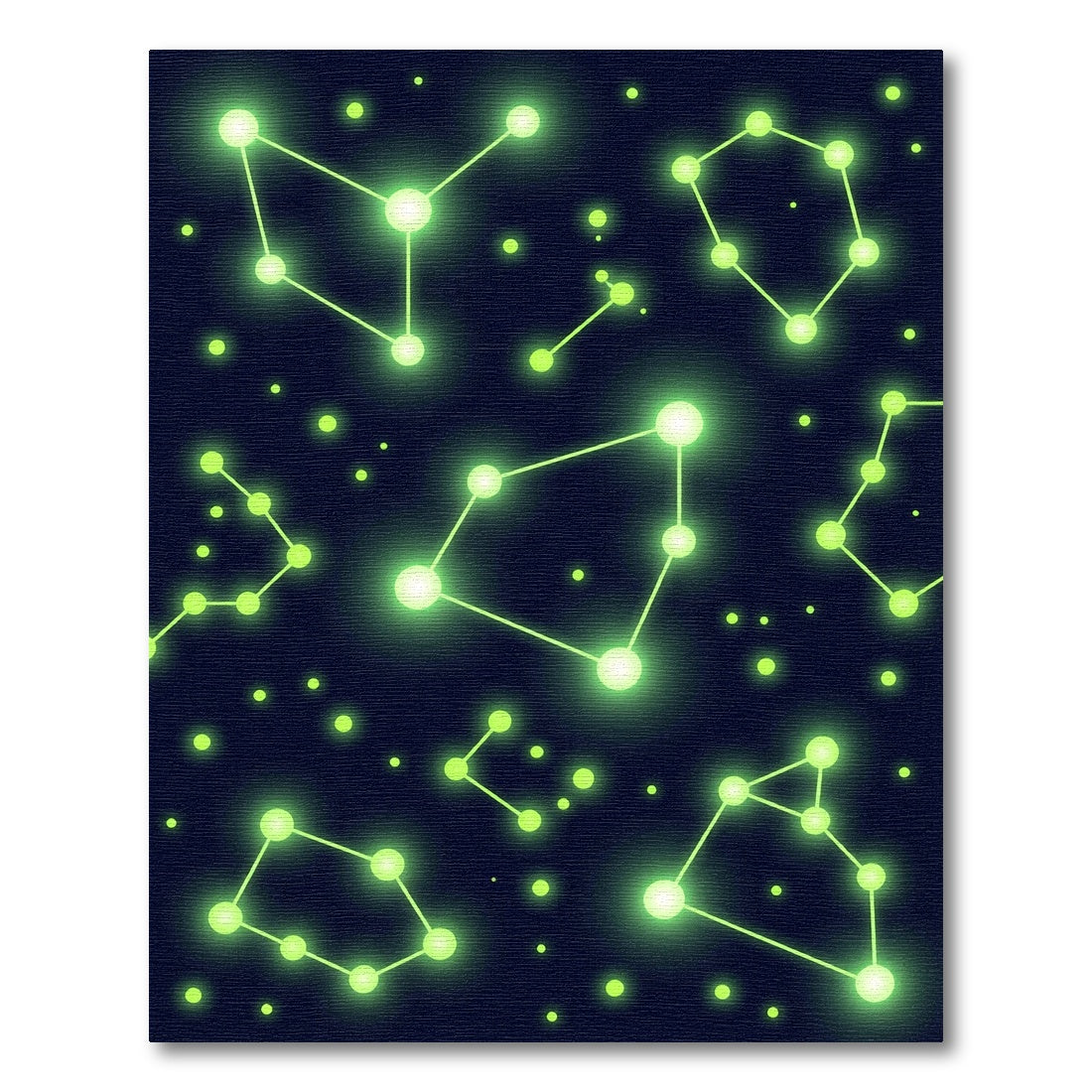 Neon Green Star Constellation Night Rug