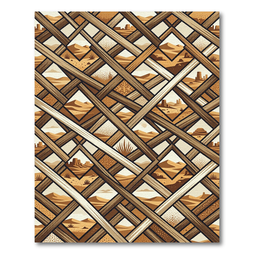 Earthy Desert Lattice Geometric Rug